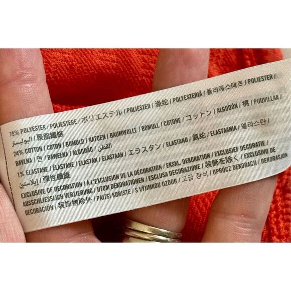 Abercrombie & Fitch Retro Textured Mock Neck Drop Waist Tangerine Mini Dress XS - Picture 6 of 10